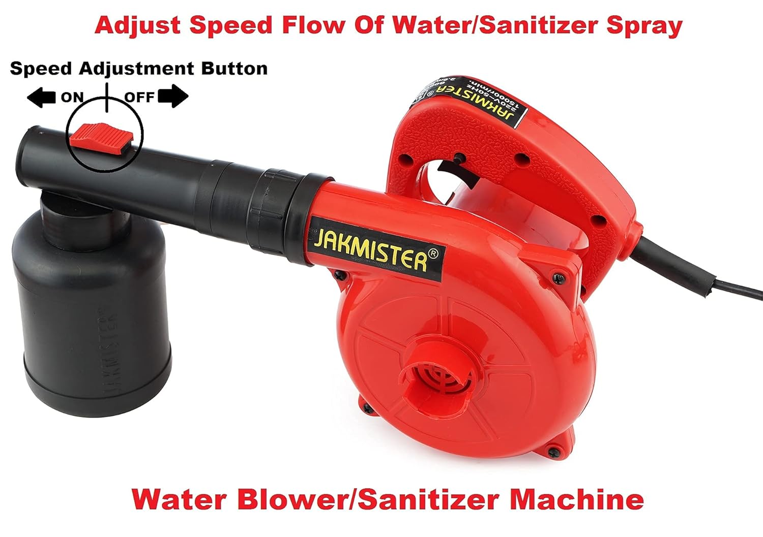 JAKMISTER 3In1-600W-Variable HEPA Filter Speed Water Blower/Sanitizer Machine/Single Speed -Vacuum Cleaner/Air Blower Machine Dust Cleaner(Anti-Vibration) Unbreakable Multi-Purpose Air Blower