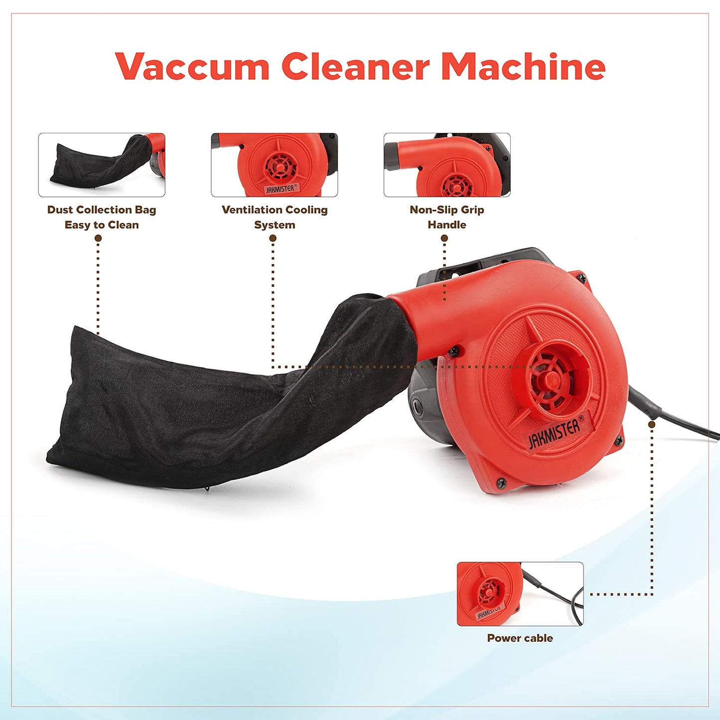 Jakmister Variable Speed-Sanitizer/Single Speed-Air Blower/Single Speed Vacuum Cleaner (900 Watts-17000 RPM) Forward Curved Air Blower