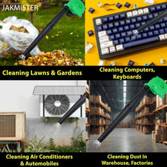 Jakmister Glossy Green (Anti-Vibration) Unbreakable Plastic 670 W 16500RPM 180 km/h Airflow with Extension Pipe Air Blower