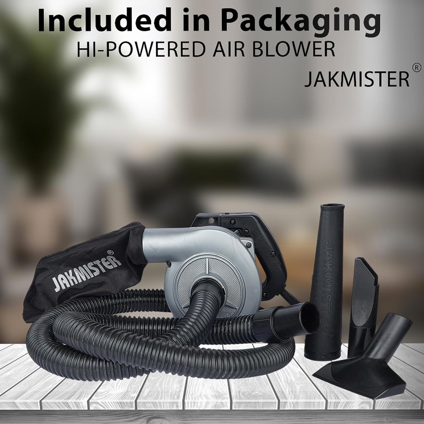 Jakmister Vacuum Suction Pipe- 950 Watts Silver Unbreakable Heavy Duty Air Blower with Attachments