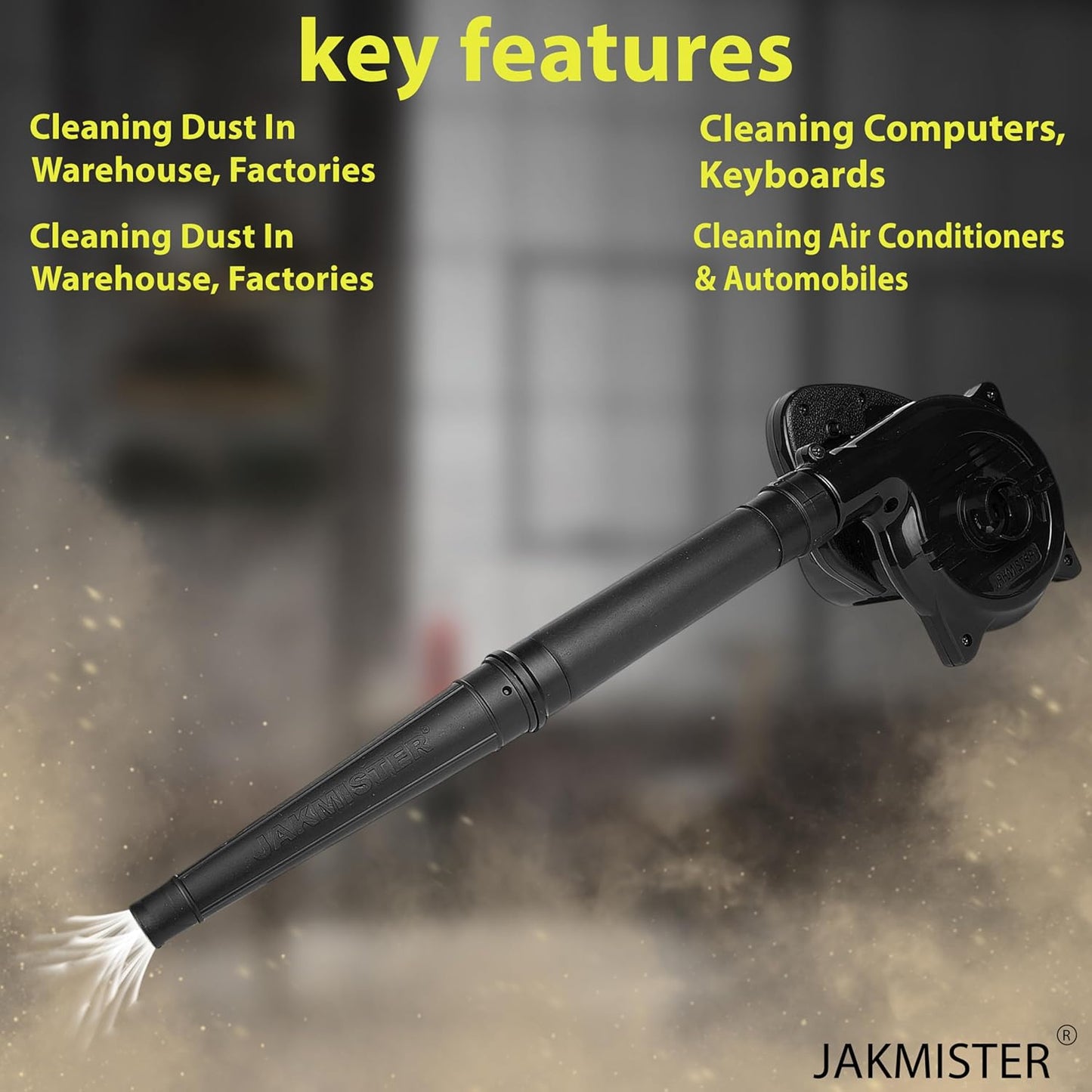 Jakmister (Anti-Vibration) Unbreakable Plastic 650 W 16000RPM 180km/h Airflow with Extension Pipe