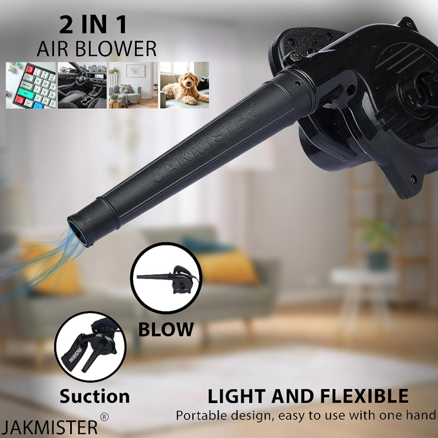 Jakmister (Anti-Vibration) Unbreakable Plastic 650 W 16000RPM 180km/h Airflow with Extension Pipe