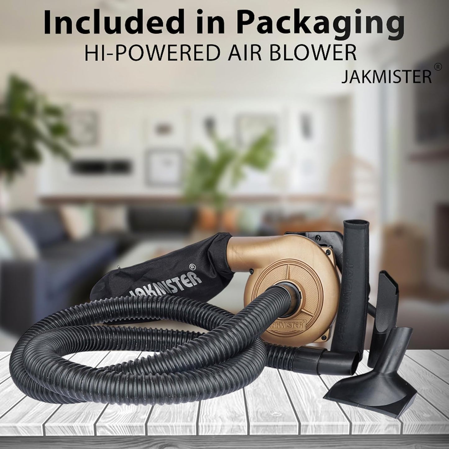 Jakmister Vacuum Suction Pipe- 950 Watts Gold Unbreakable Heavy Duty Air Blower with Attachments and 20 Feet Wire