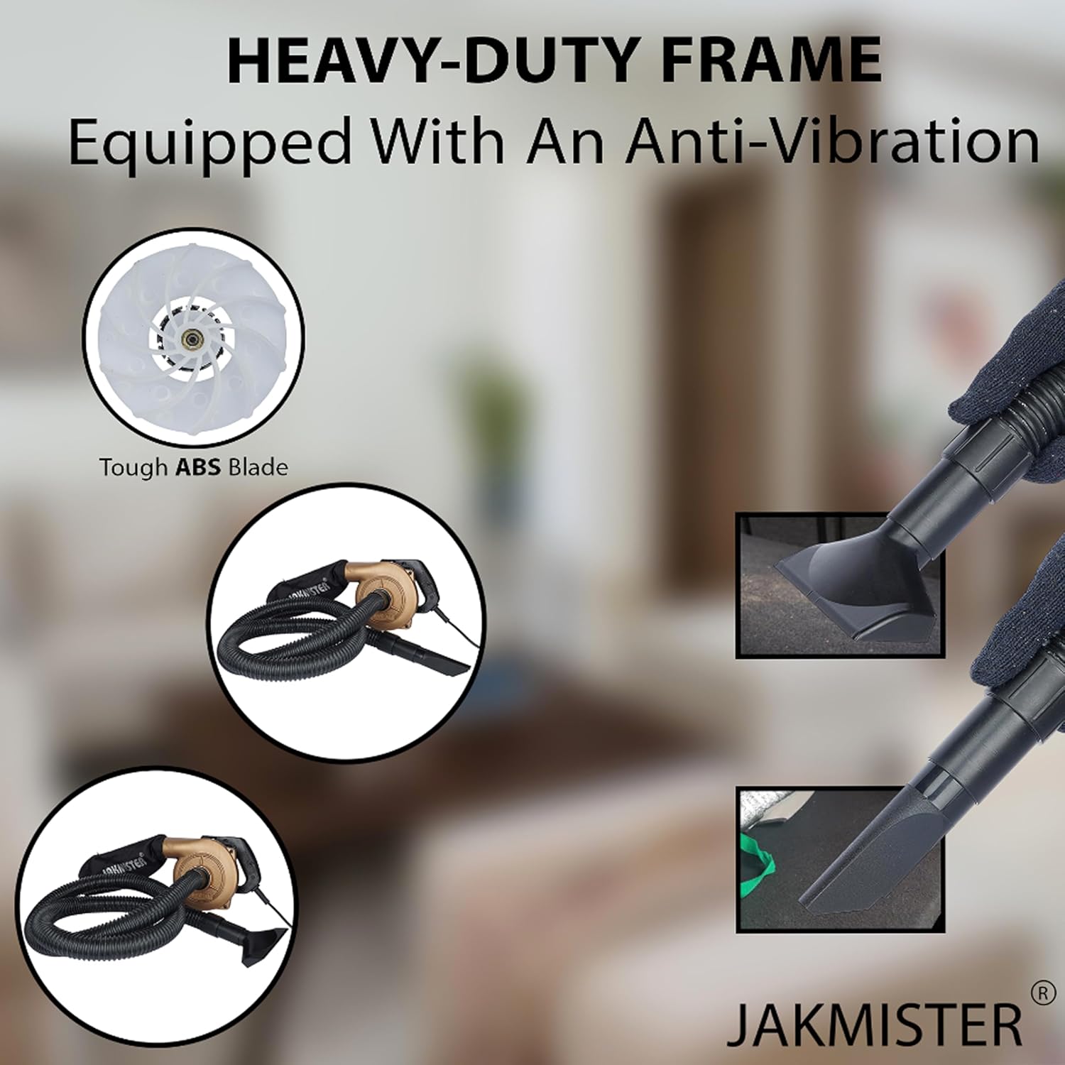 Jakmister Vacuum Suction Pipe- 950 Watts Gold Unbreakable Heavy Duty Air Blower with Attachments and 20 Feet Wire